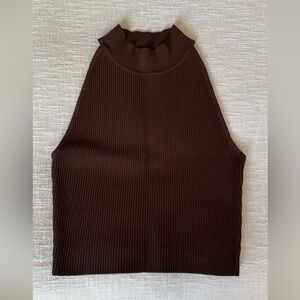 Aritzia Babaton Sculpt Knit High Neck Tank Brown